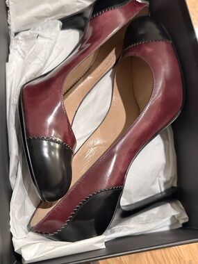 Emporio Armani Wine Burgundy and Black Leather Heels
